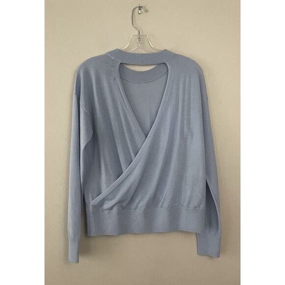 Halogen Size Small Wool Blend Long Sleeve Open Back Pullover Sweater Light Blue - Picture 2 of 5